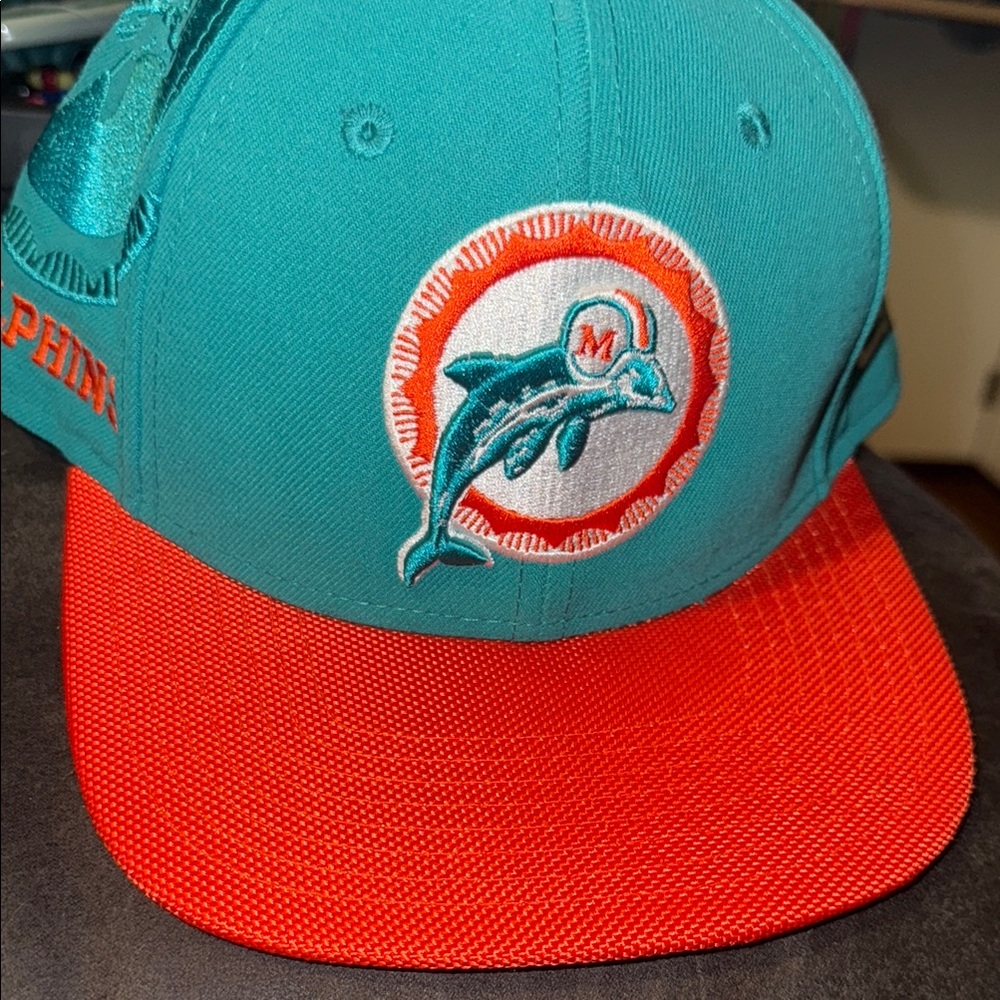 New Era Cap 9 Fifty Teal & Orange NFL Dolphins Logo Baseball Snapback Hat Cap